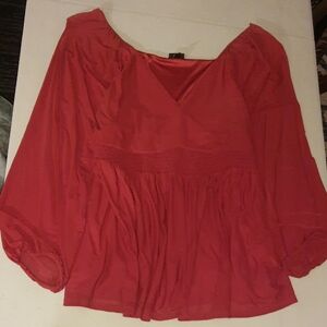 Torrid Red Blouse with Elegant Sheer Sleeves
